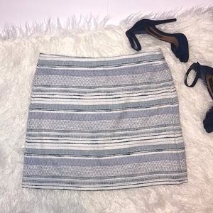 NWT LOFT Tweed Striped Mini Skirt Blue White